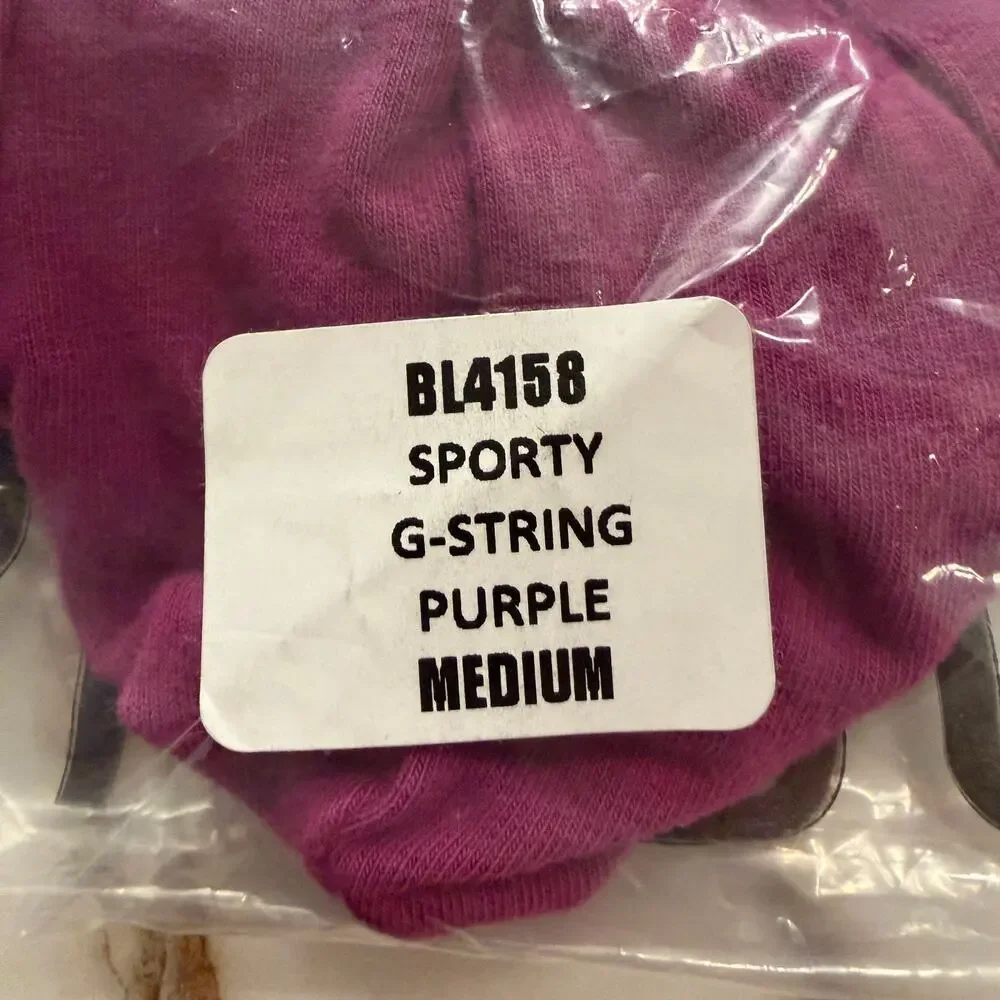 NEW Blanc Menswear Cotton BL4158 Sporty G-String Thong Color Purple Size Medium